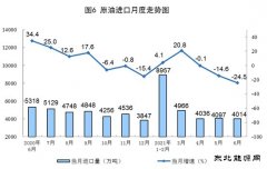 上半年进口原油同比降3.0%，进口煤炭降19.7%